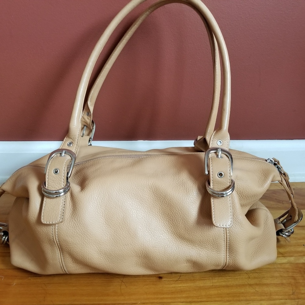 Tan satchel handbag